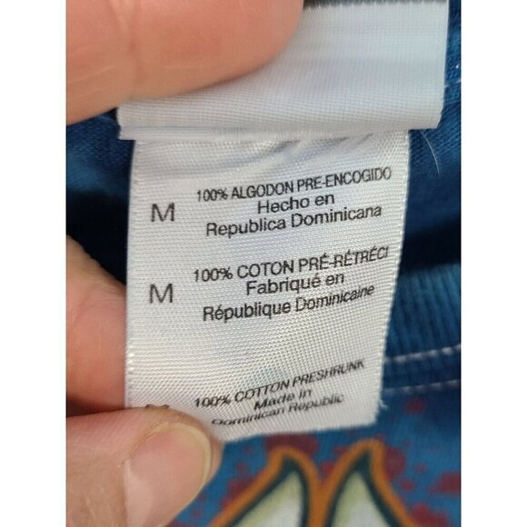 VTG Y2K Rock And Roll Mens T Shirt Medium Blue Tie Dye Short Sleeve Grunge - Picture 3 of 7